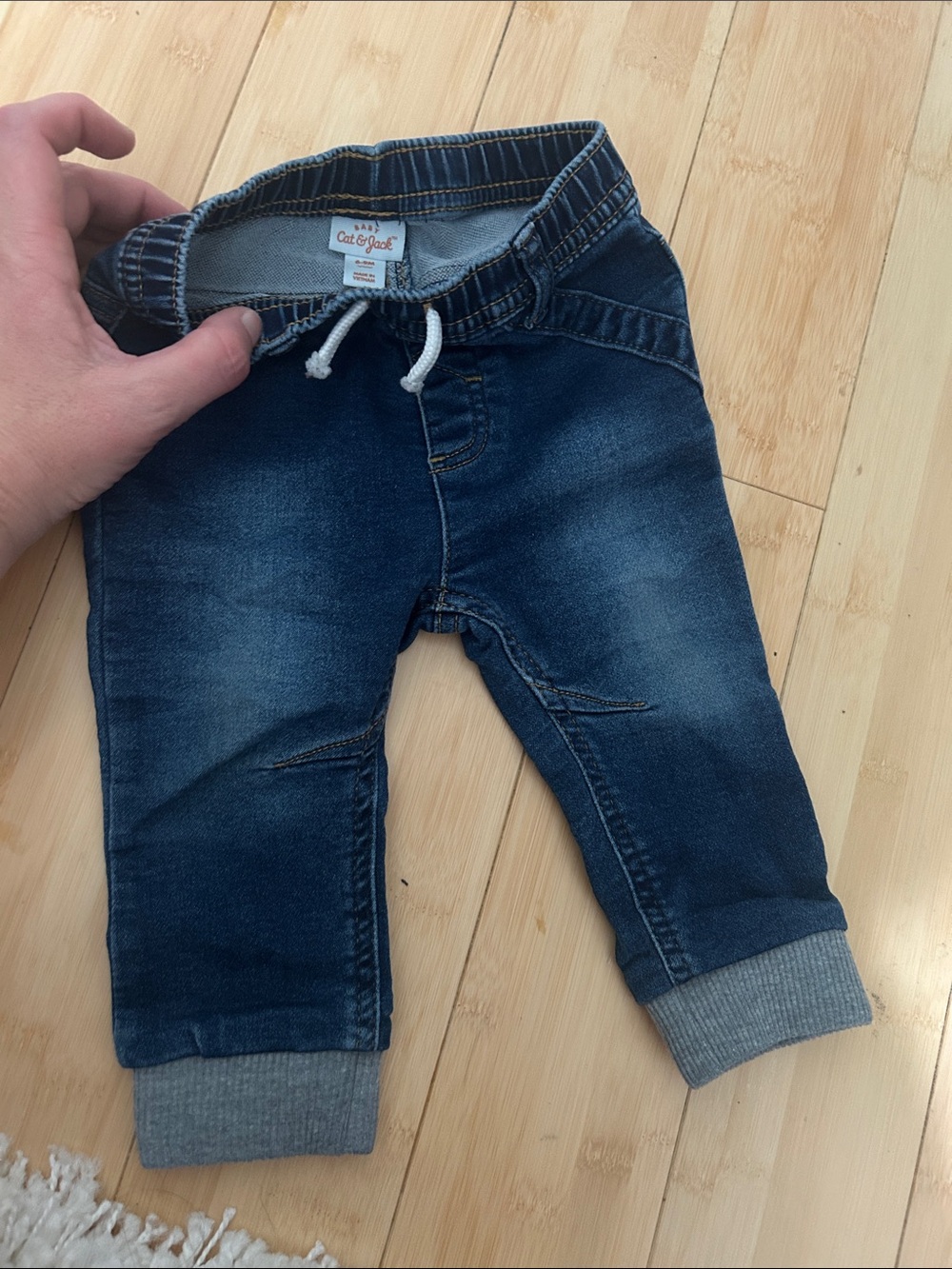 Cat & Jack Dark Navy Jogger Jeans with Gray Cuffs